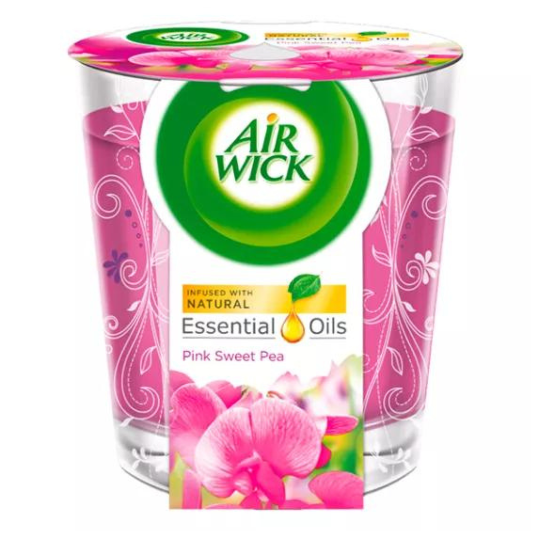 Air Wick Essential Oils Pink Sweet Pea scented candle 105 g Air Wick Essential Oils Pink Sweet Pea scented candle 105 g